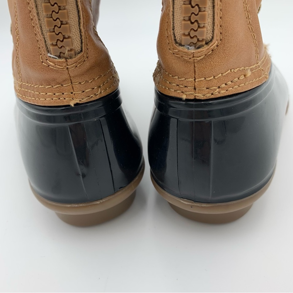 Madden Girl Flurry Duck Rain Boot Tan Black Women Sz 6.5 Fleece Plaid Lining EUC - Picture 10 of 14